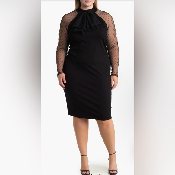Love By Design Plus Swiss Dot Mesh Sheath Dress - Picture 1 of 14
